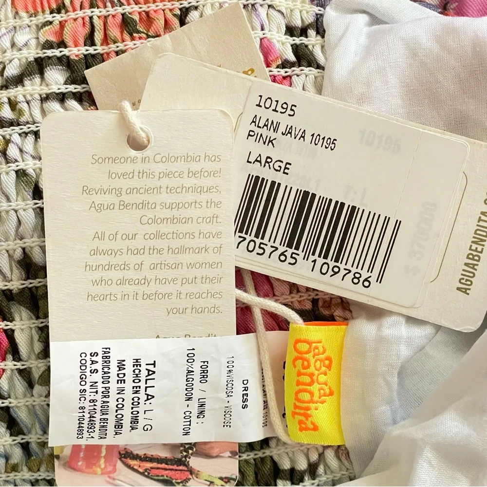 Agua Bendita Alani Java Maxi Dress Pink Bloom Large Underwire NWT - Picture 16 of 16
